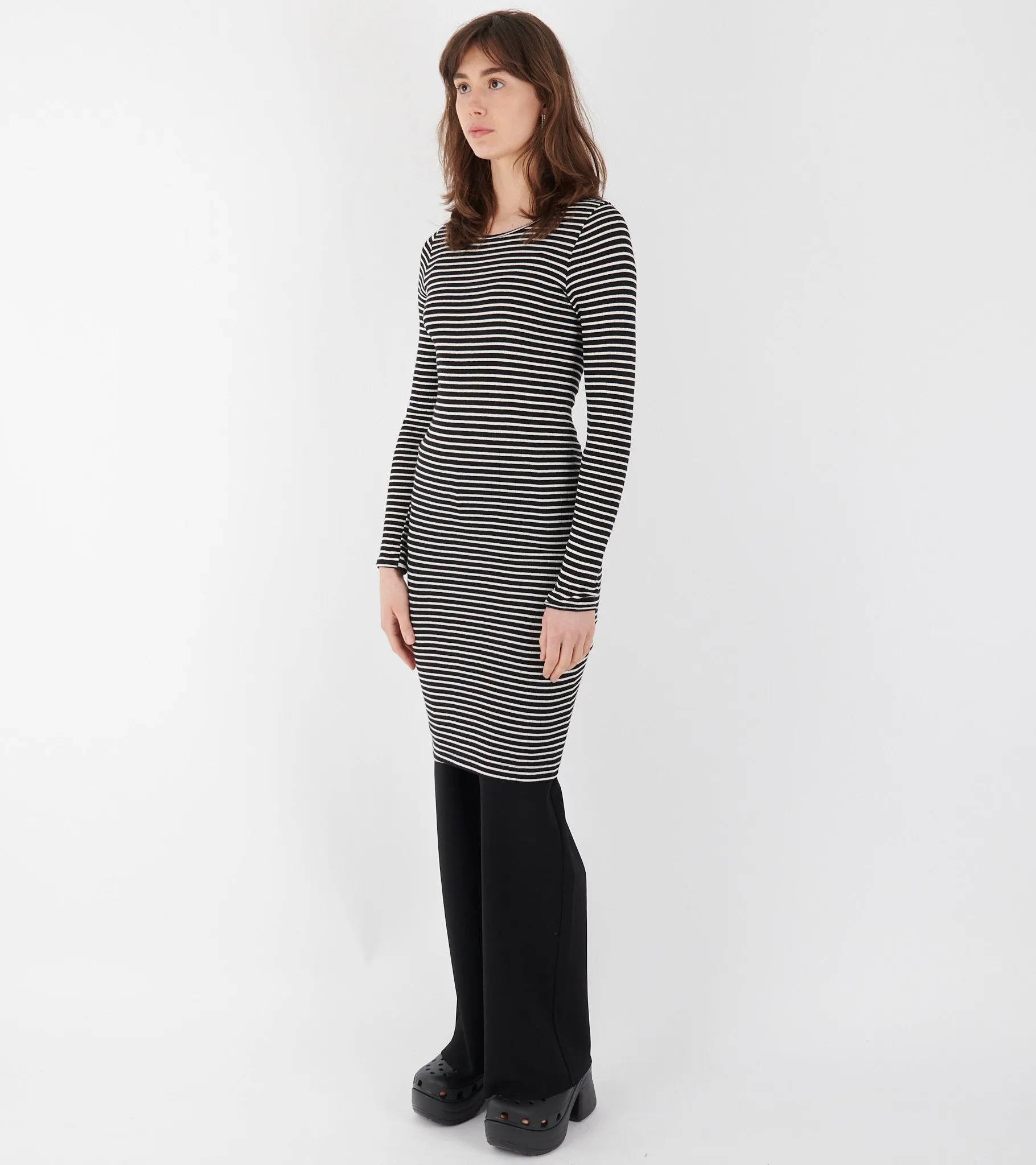 101 John Rib Dress Black/Ecru