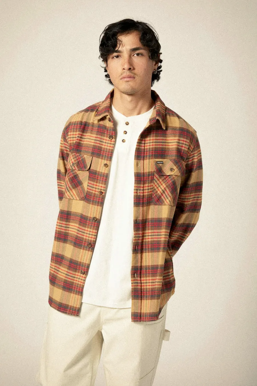 Brixton Bowery Flannel Curry/Washed Black/Crimson