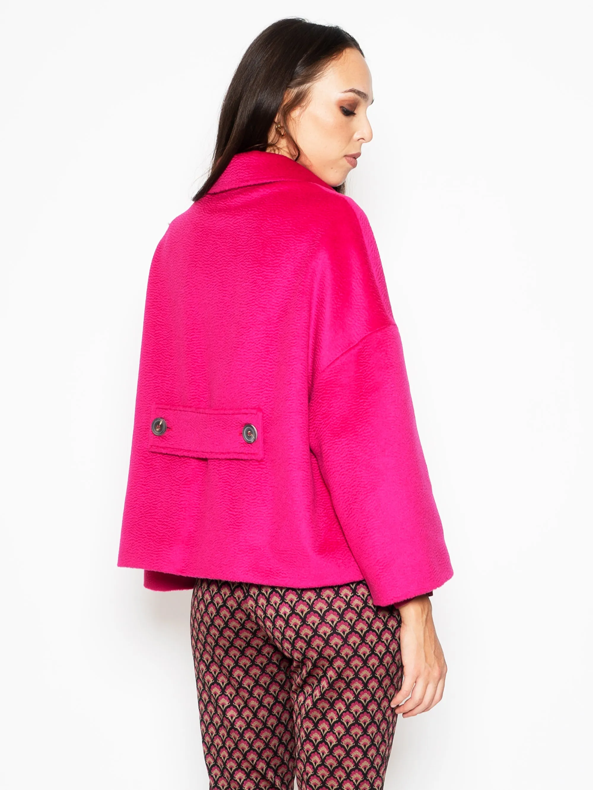 Caban with Astrakhan Fuchsia Effect