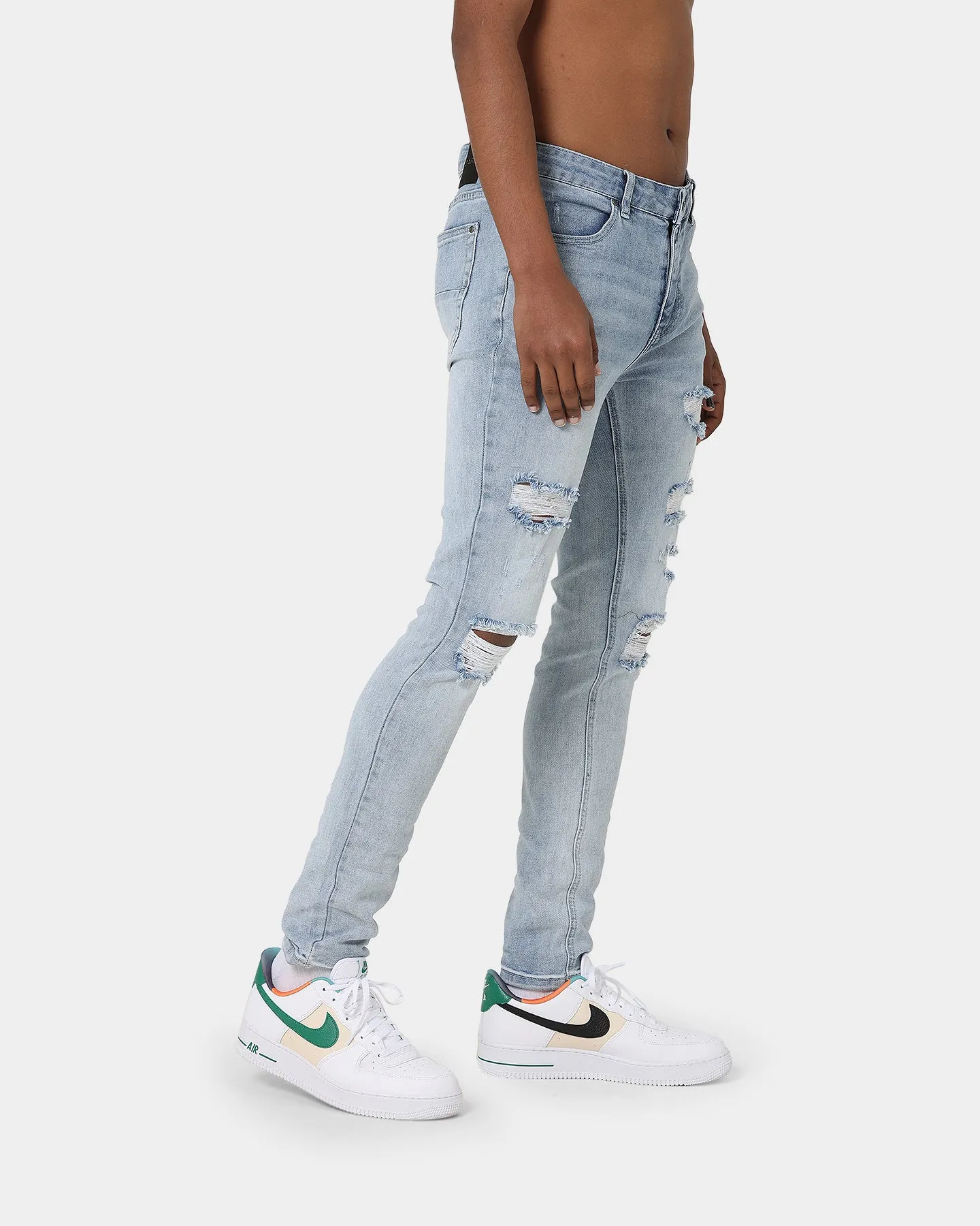 Carr Rugueux Distressed Skinny Jeans Light Blue