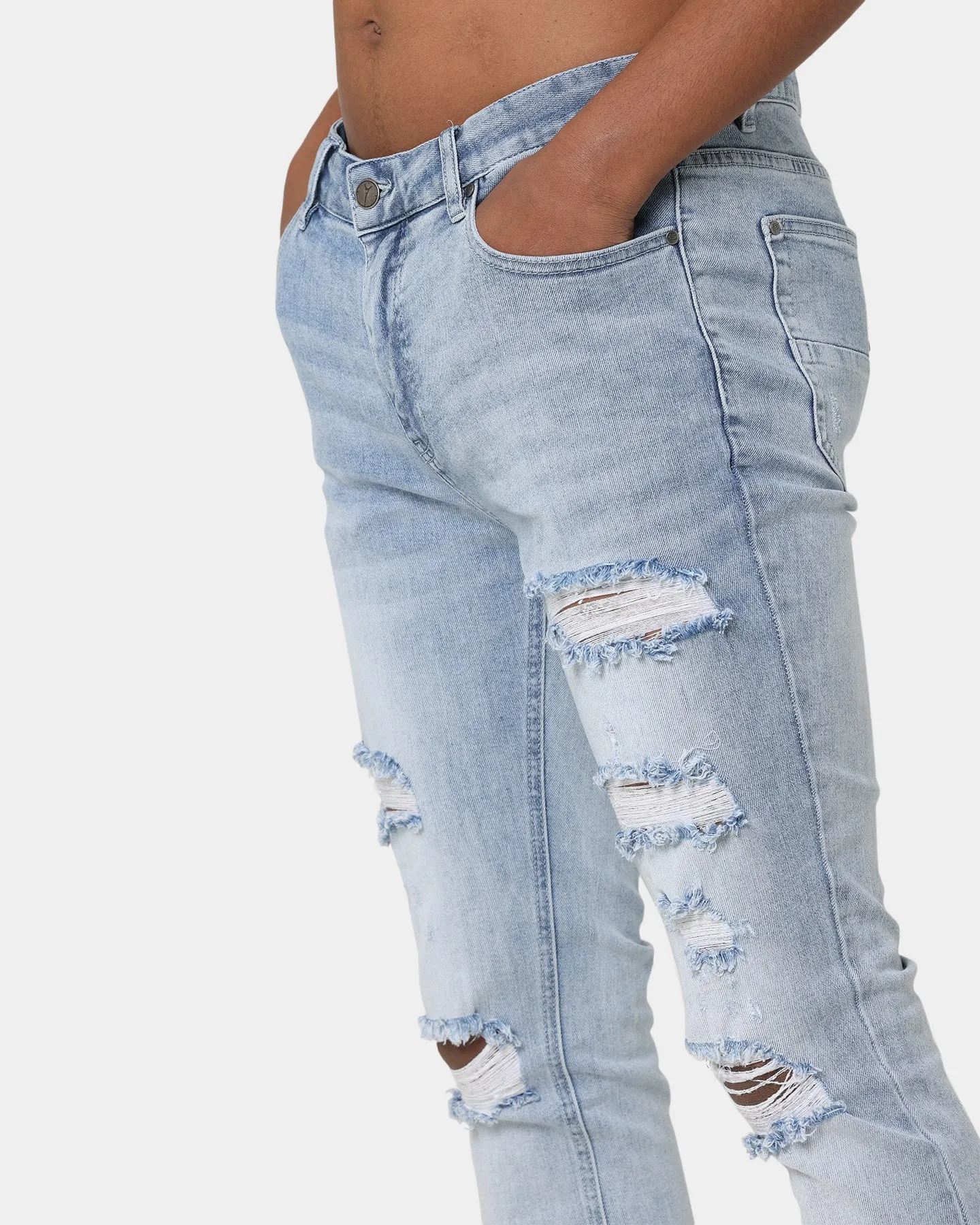 Carr Rugueux Distressed Skinny Jeans Light Blue