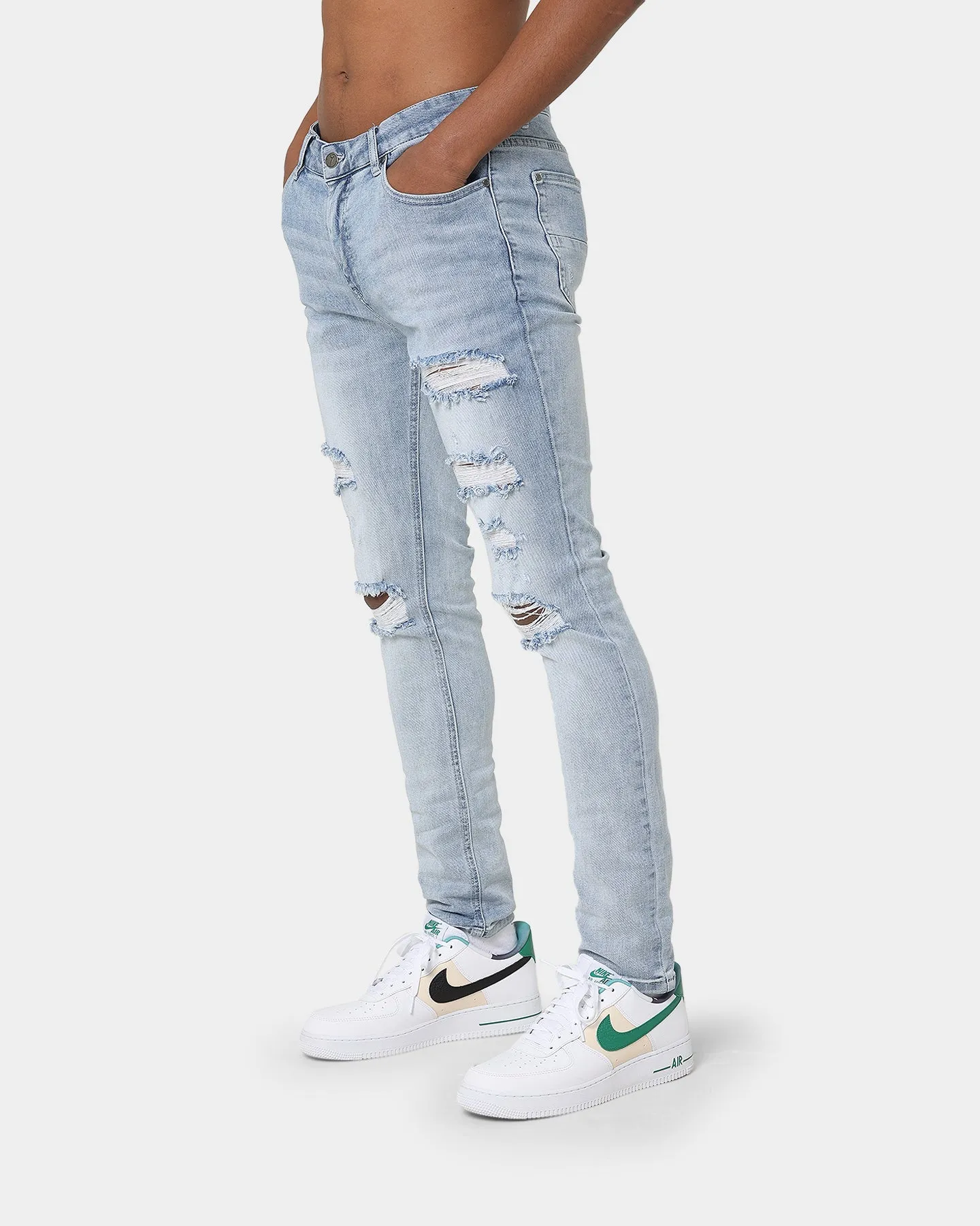Carr Rugueux Distressed Skinny Jeans Light Blue