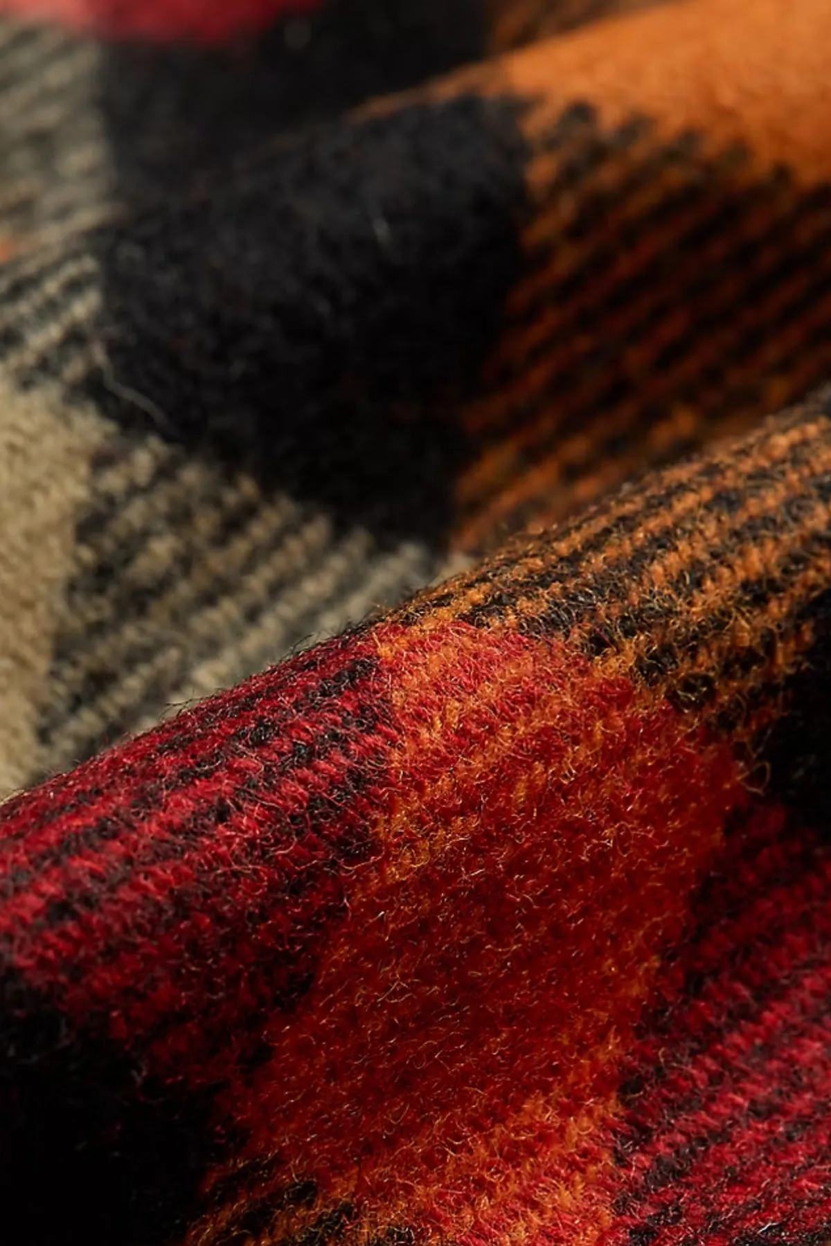 Checked Wool Overshirt - Red/Orange Multi
