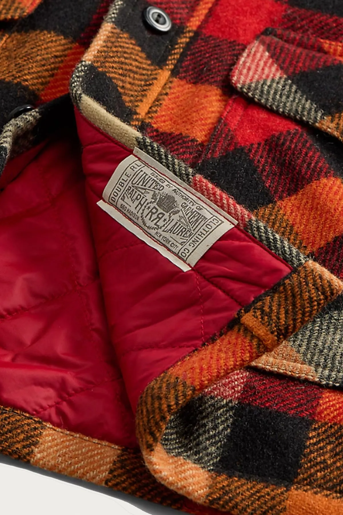 Checked Wool Overshirt - Red/Orange Multi