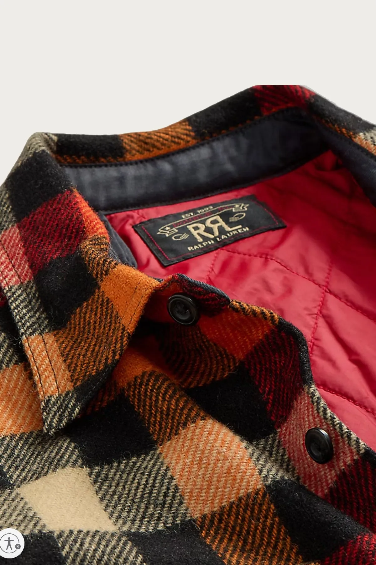 Checked Wool Overshirt - Red/Orange Multi