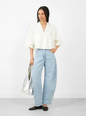 Circle Hem V-Neck Top Papyrus