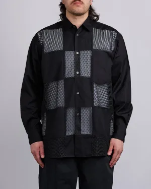 COMME des GARONS HOMME Plus Cotton Broad Poly Mesh Button Shirt Black