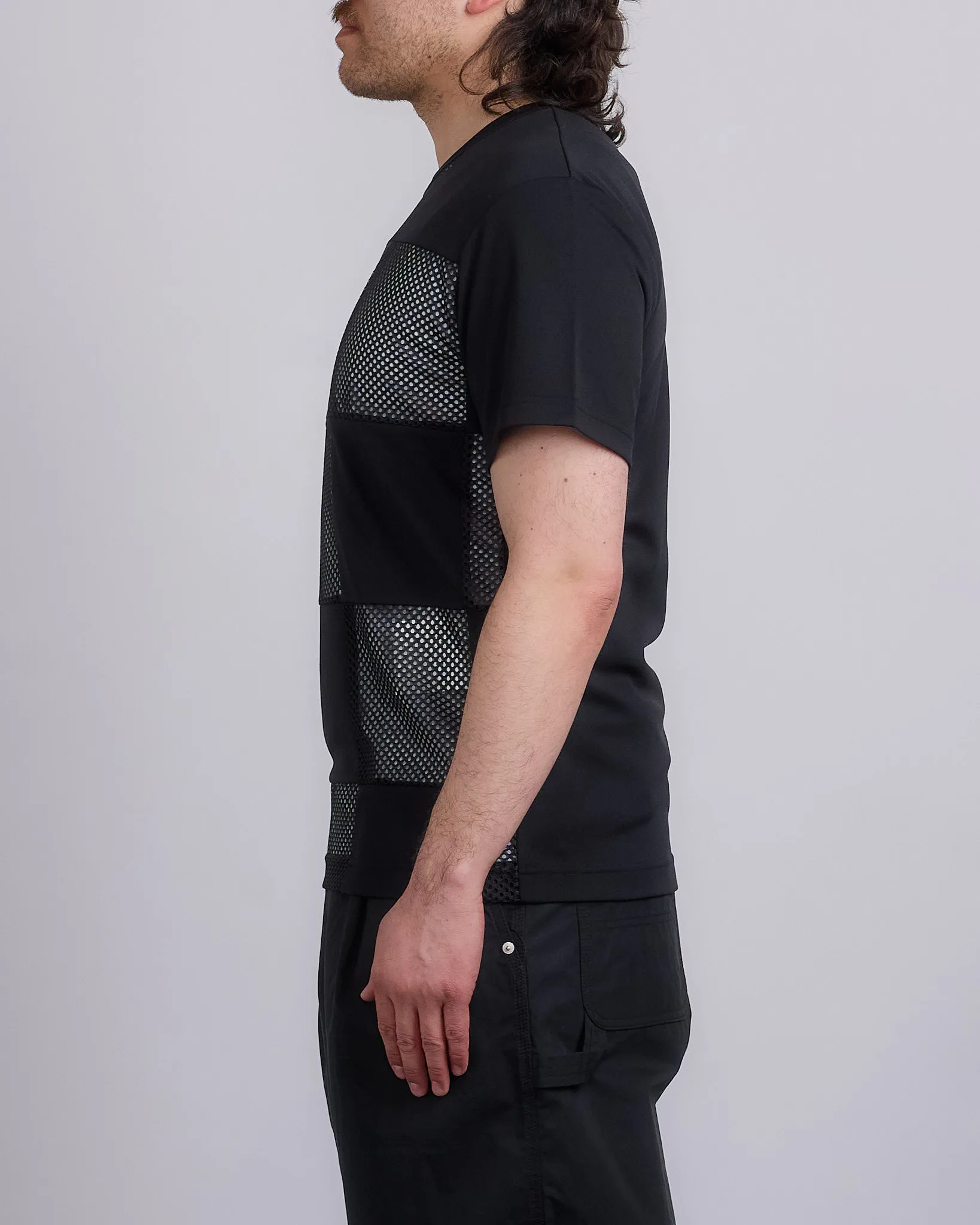 COMME des GARONS HOMME Plus Pique Mesh Checker T-Shirt Black