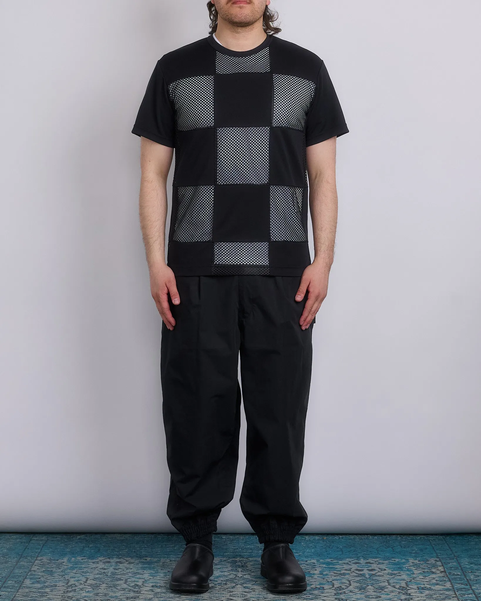 COMME des GARONS HOMME Plus Pique Mesh Checker T-Shirt Black