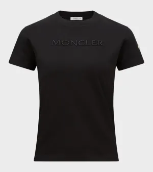 Embroidered Tonal Logo Cotton T-shirt Black