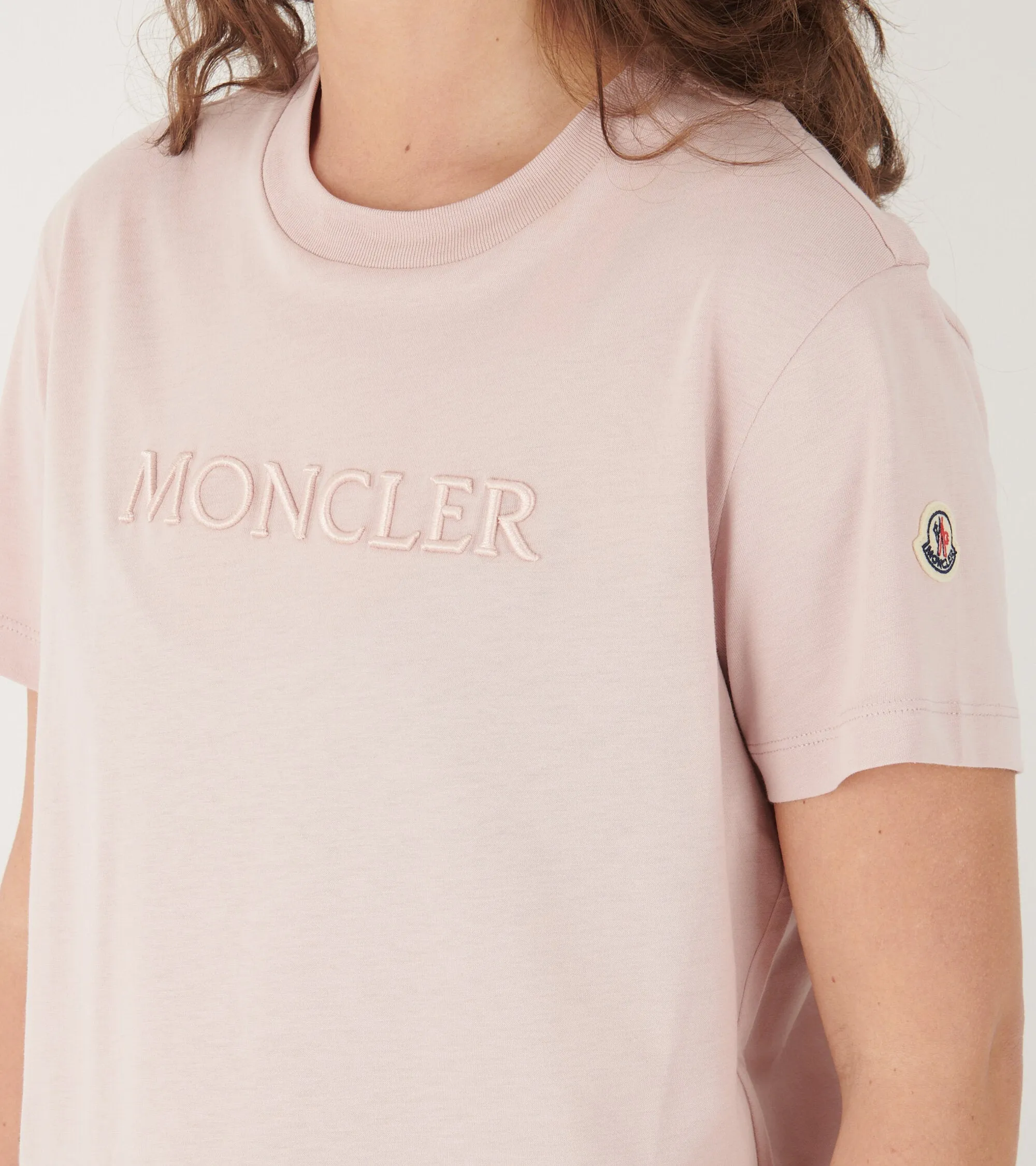 Embroidered Tonal Logo Cotton T-shirt Light Pink