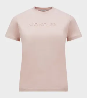 Embroidered Tonal Logo Cotton T-shirt Light Pink