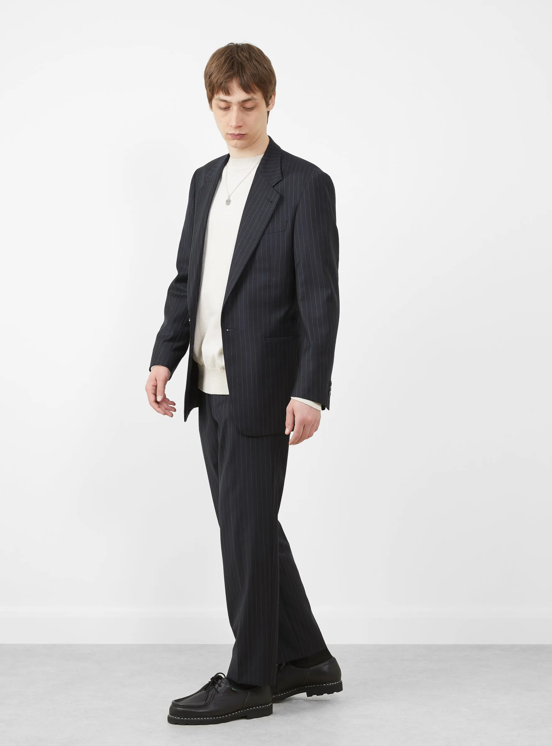 Flat Front Trouser Navy Pinstripe