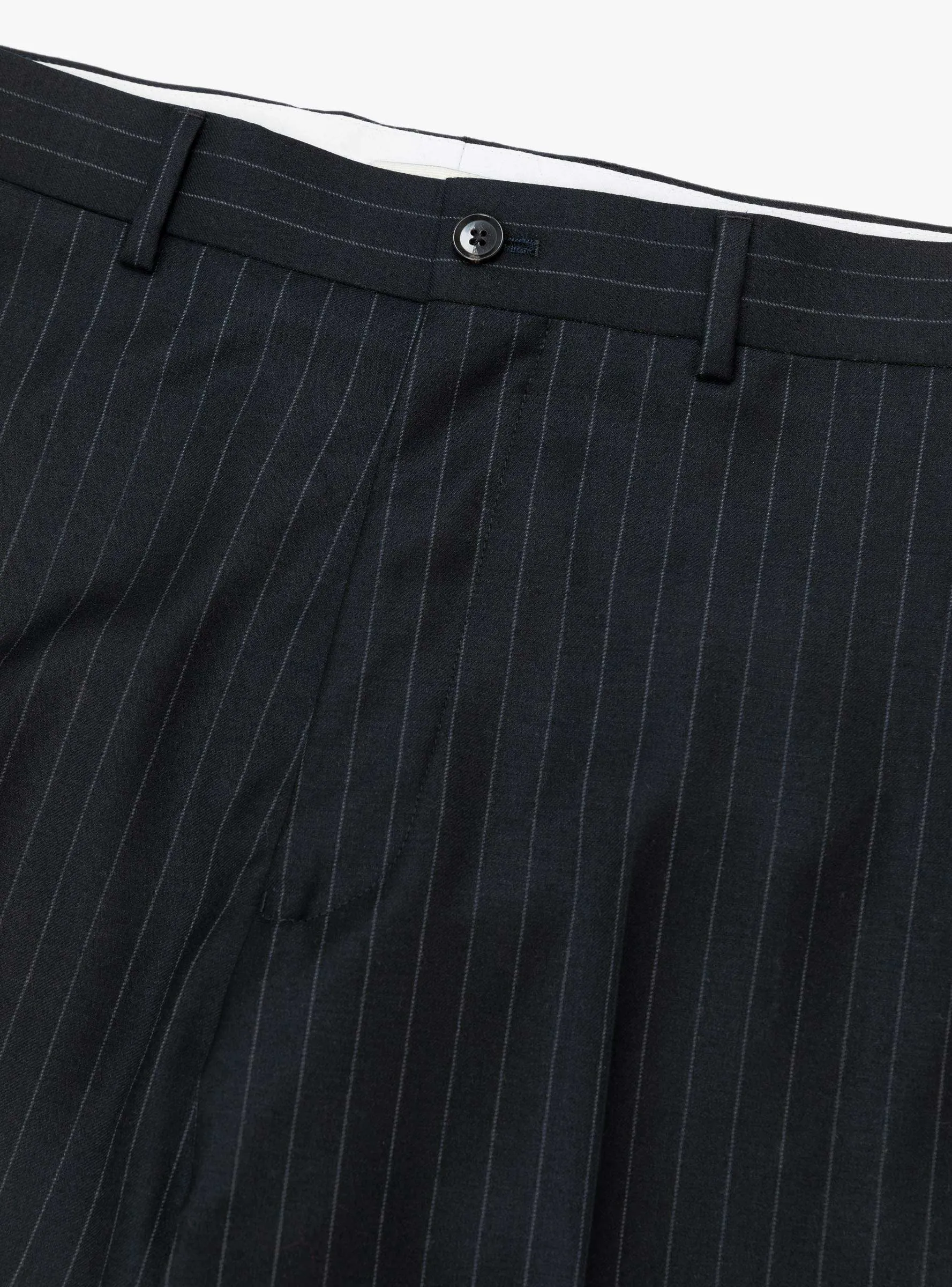 Flat Front Trouser Navy Pinstripe