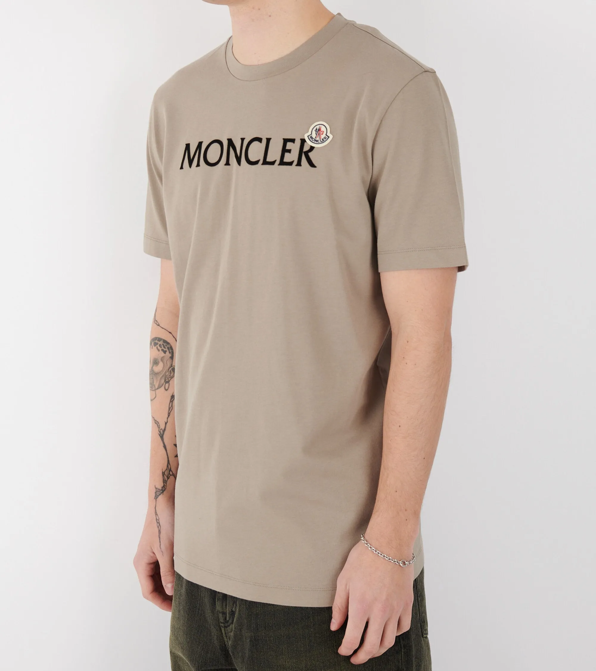 Flocked Logo T-shirt Beige Taupe
