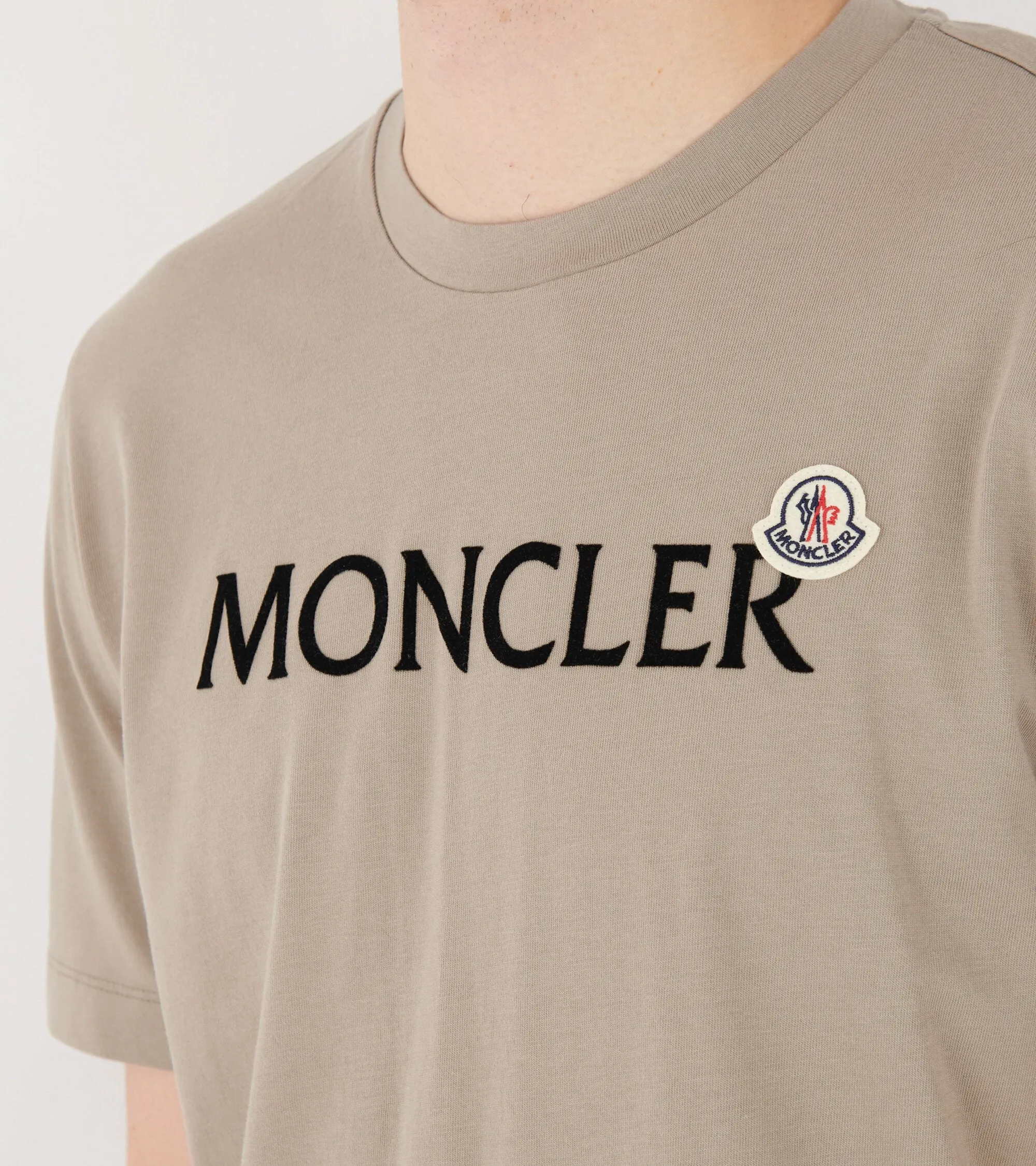 Flocked Logo T-shirt Beige Taupe