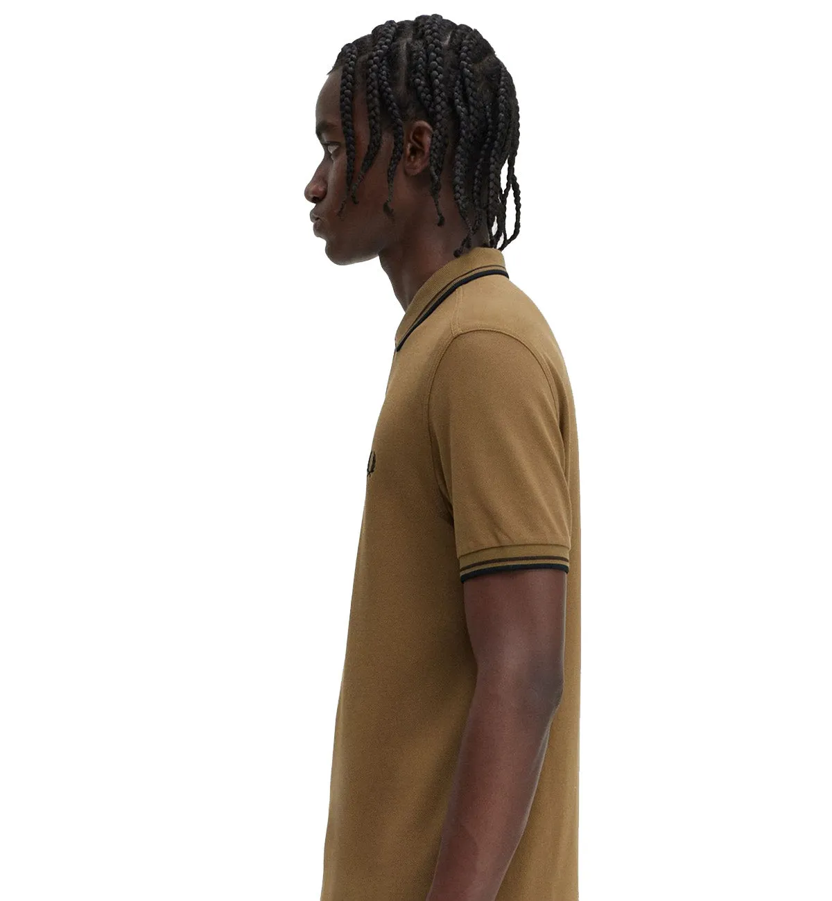 Fred Perry Black Twin Tipped Khaki Polo Shirt