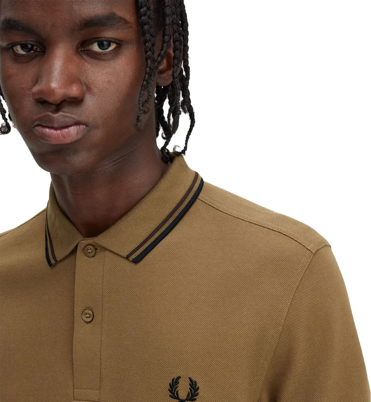 Fred Perry Black Twin Tipped Khaki Polo Shirt
