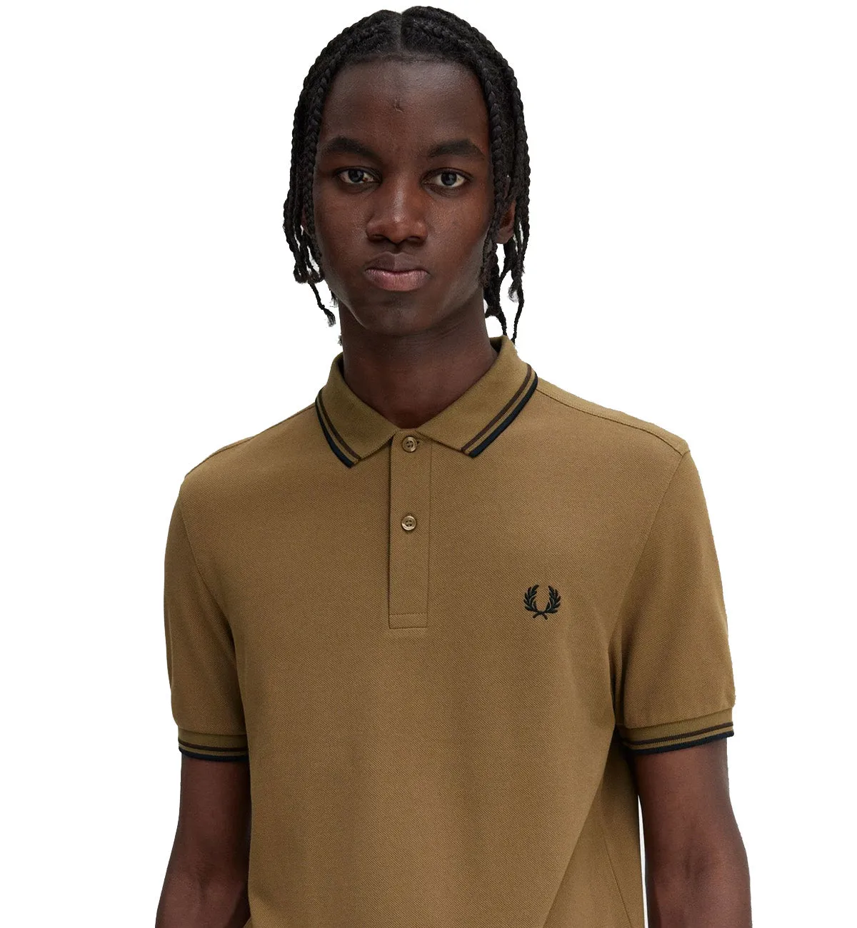 Fred Perry Black Twin Tipped Khaki Polo Shirt