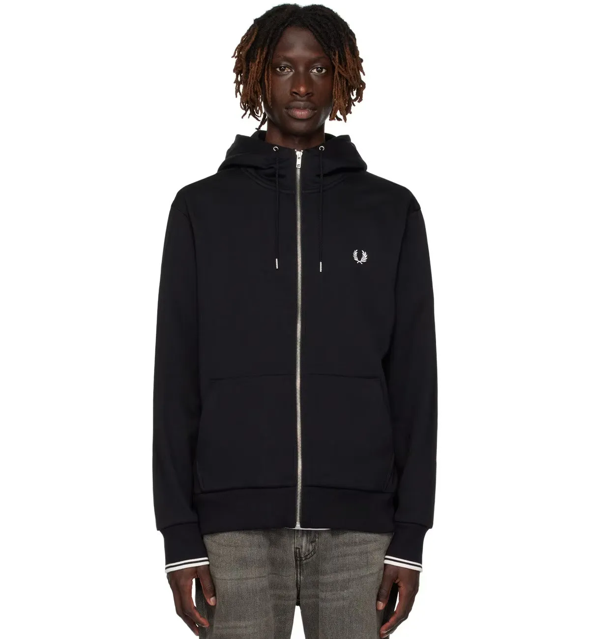Fred Perry Twin Tipped Hooded Zip Sweatshirt SS23 (Black)
