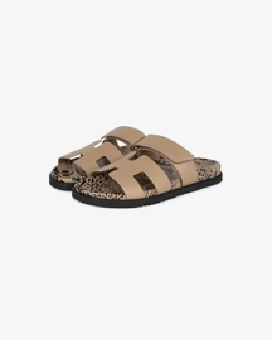 Herms Chypre Techno Sandals Beige Argile Calfskin Palladium Hardware