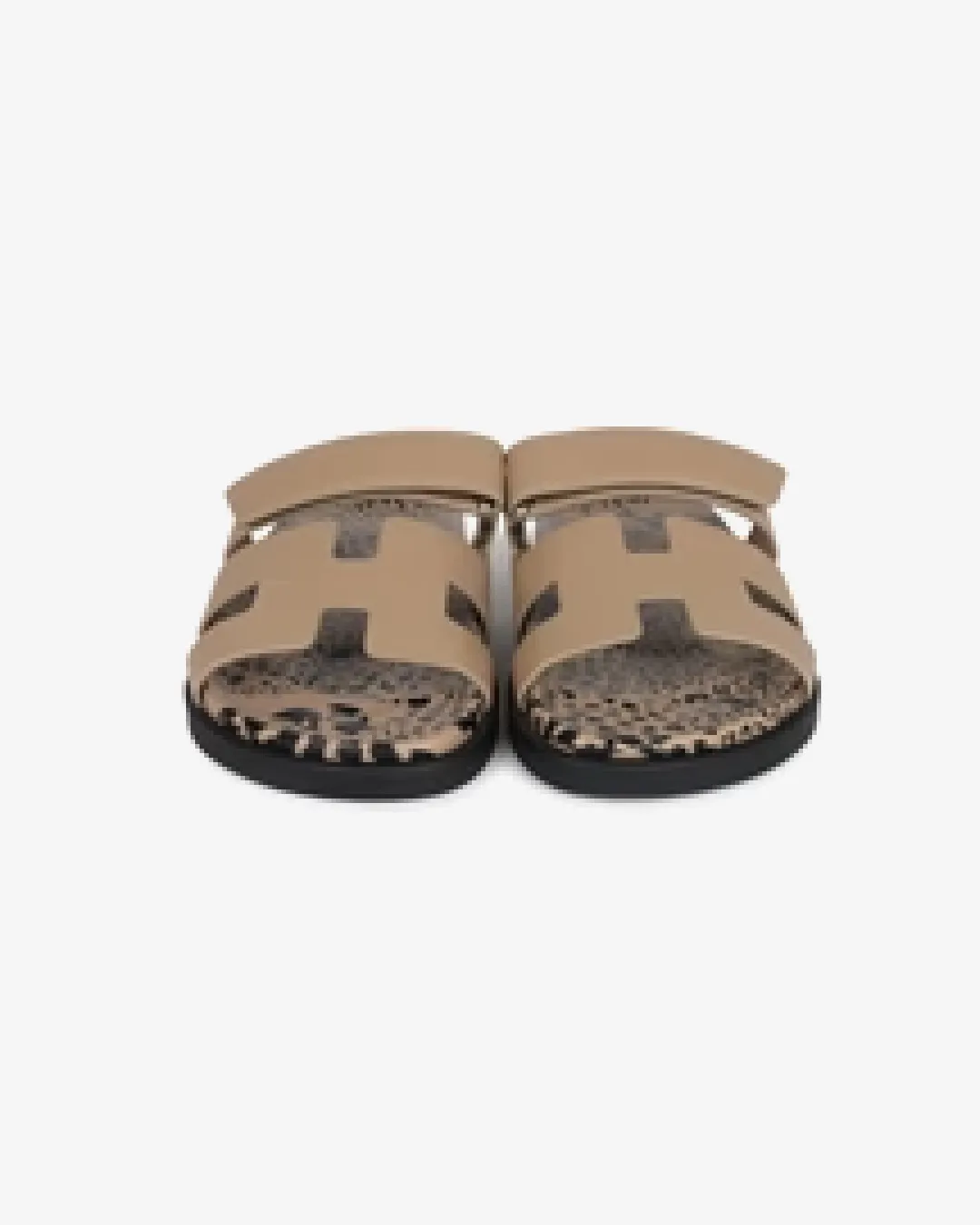 Herms Chypre Techno Sandals Beige Argile Calfskin Palladium Hardware