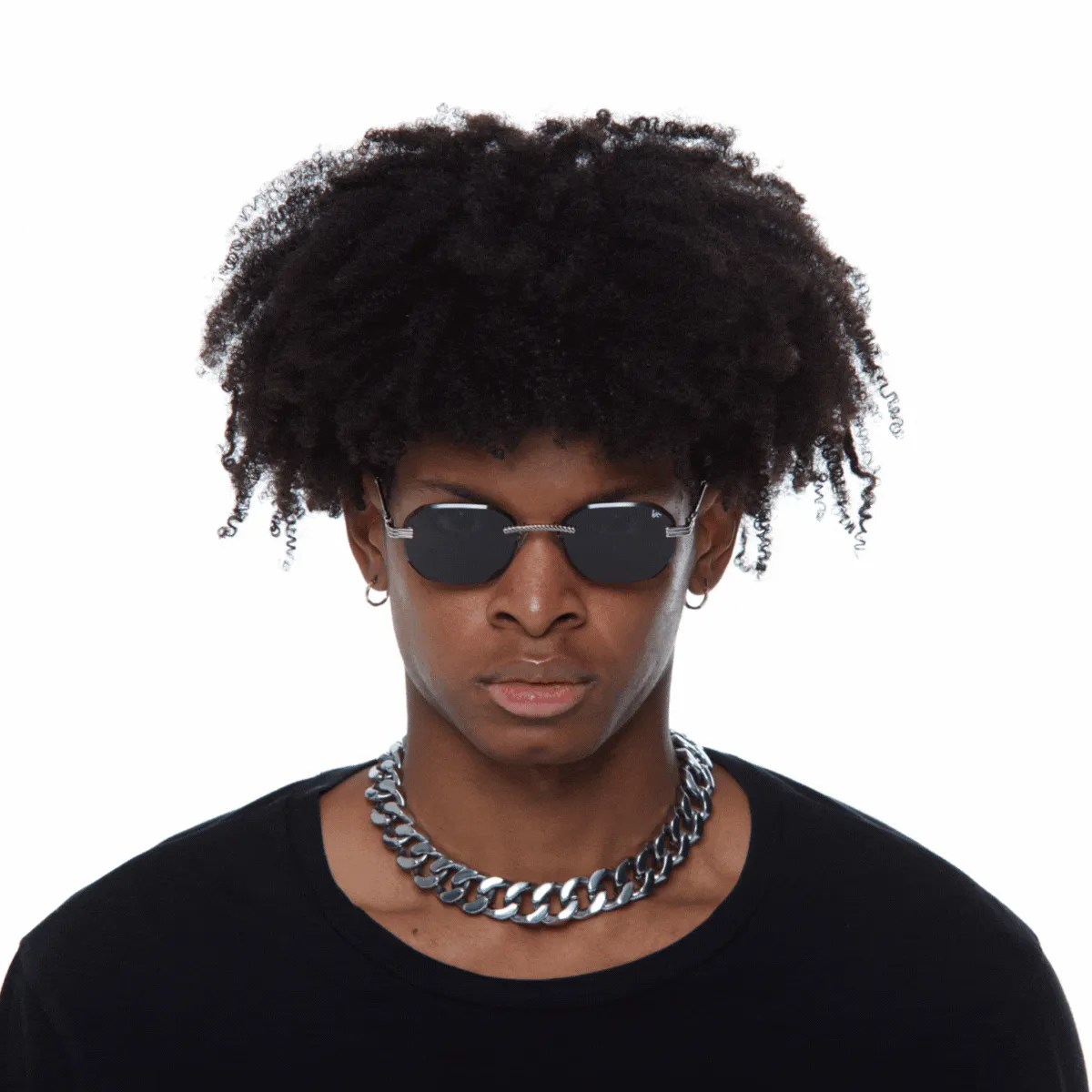 Hustler Rimless Drill Mount 24KT White Gold