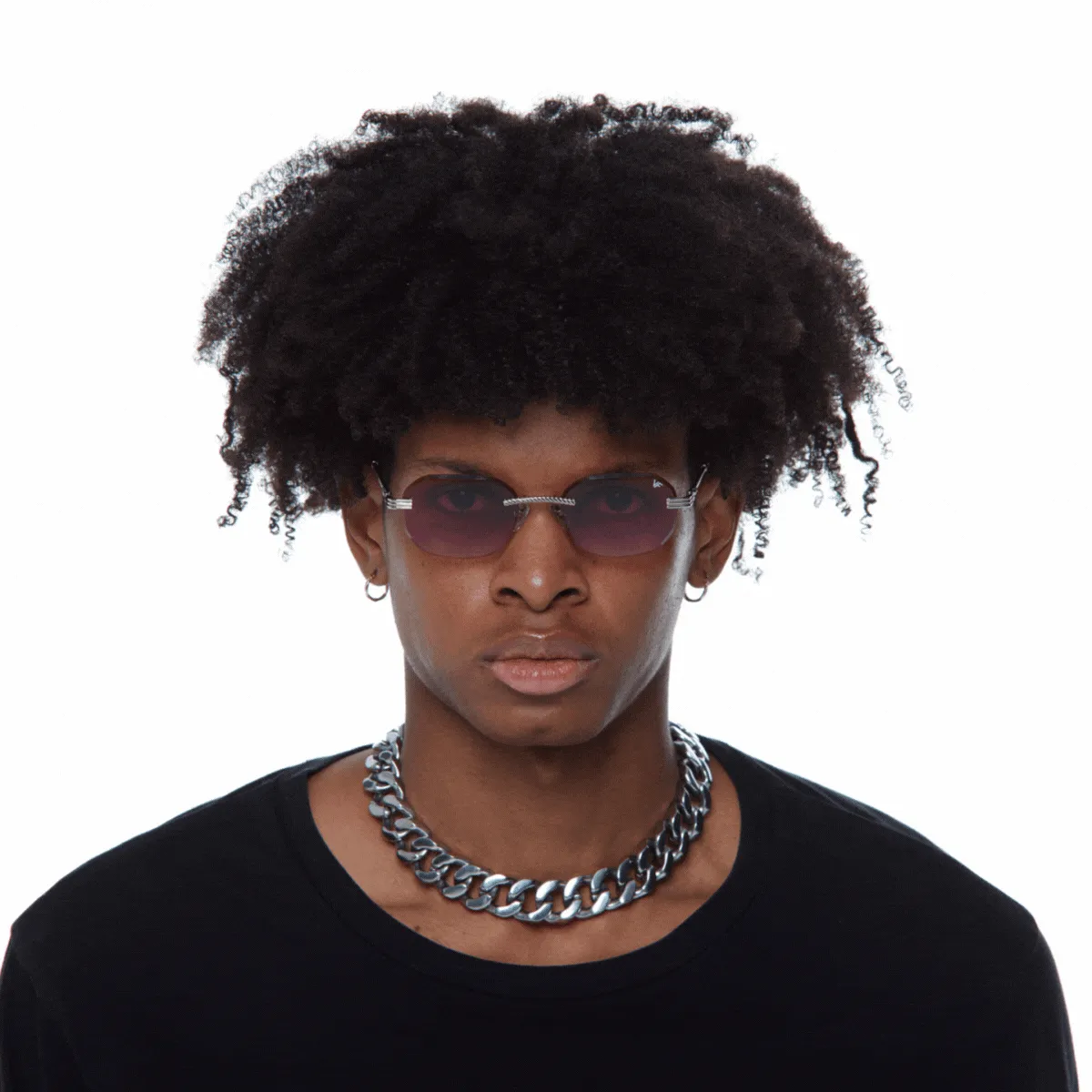 Hustler Rimless Drill Mount 24KT White Gold