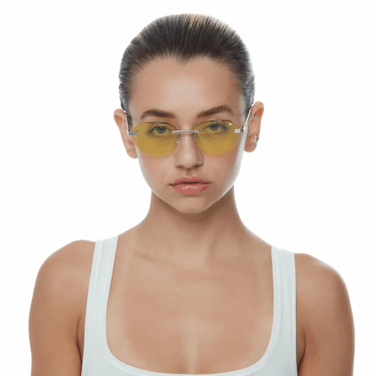 Hustler Rimless Drill Mount 24KT White Gold