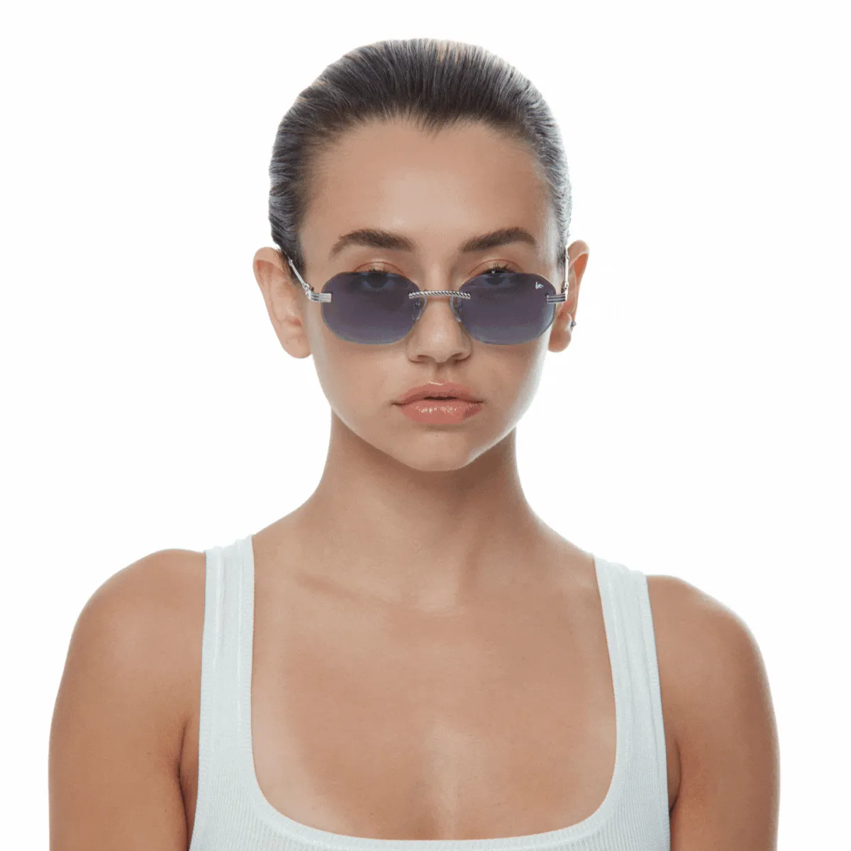 Hustler Rimless Drill Mount 24KT White Gold
