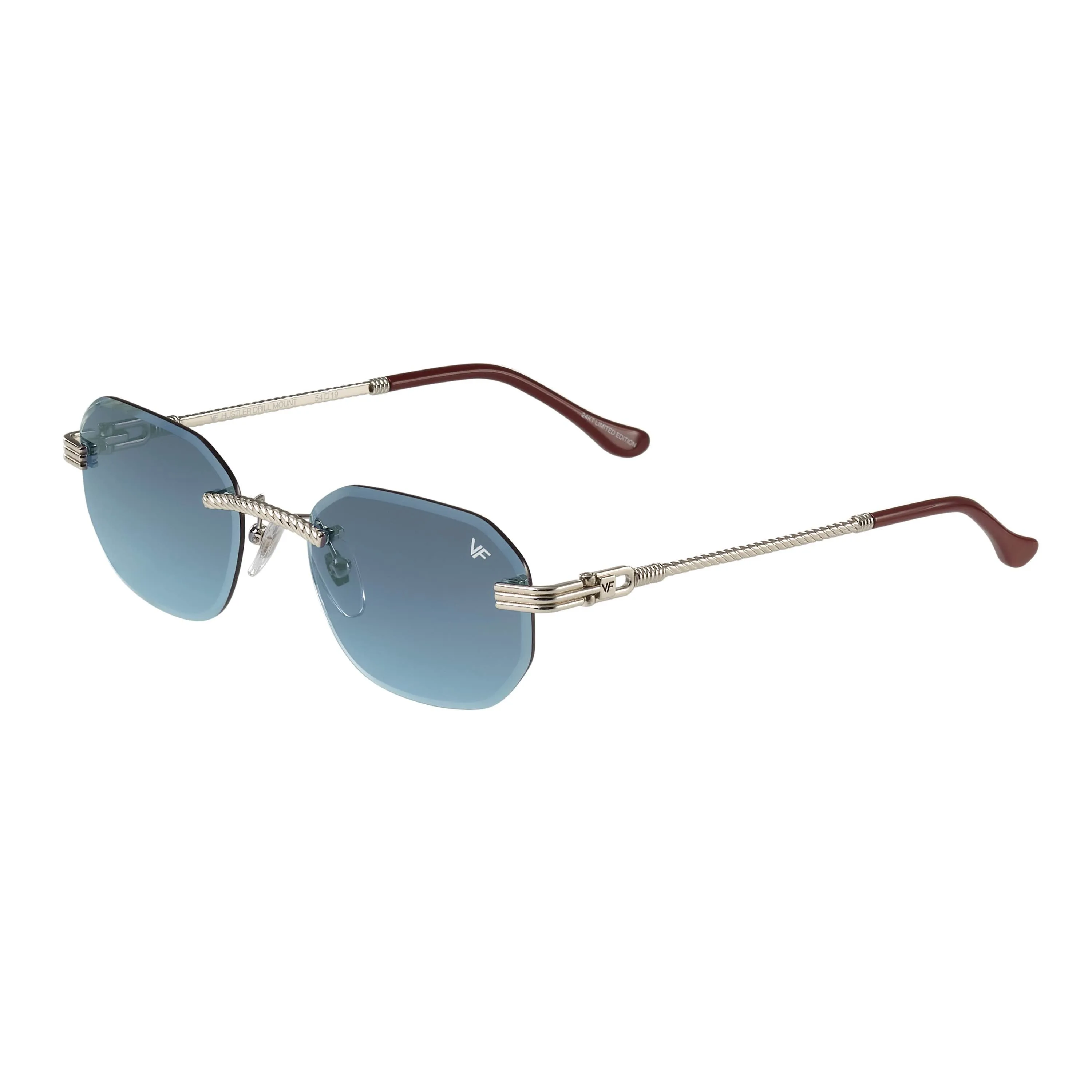 Hustler Rimless Drill Mount 24KT White Gold