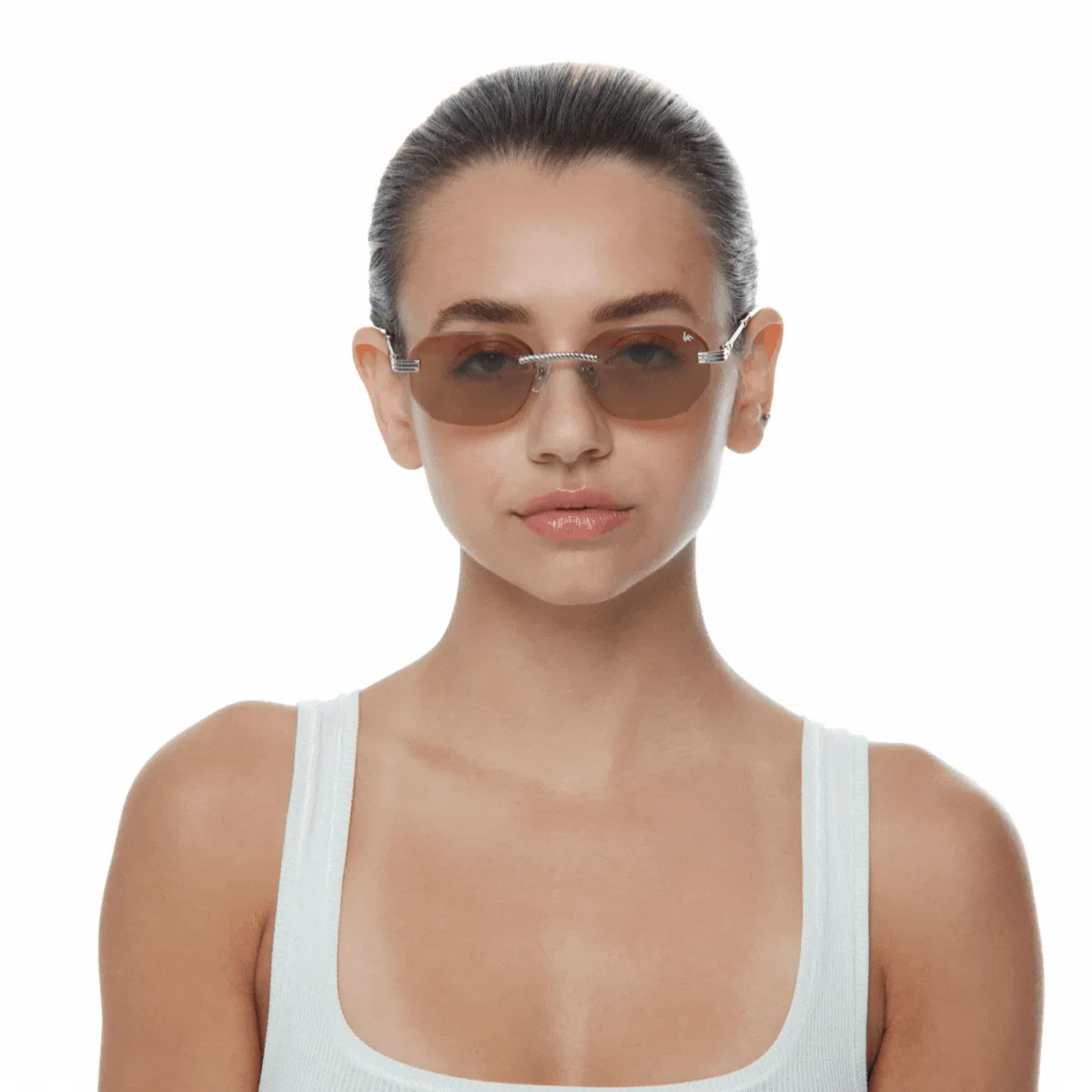 Hustler Rimless Drill Mount 24KT White Gold