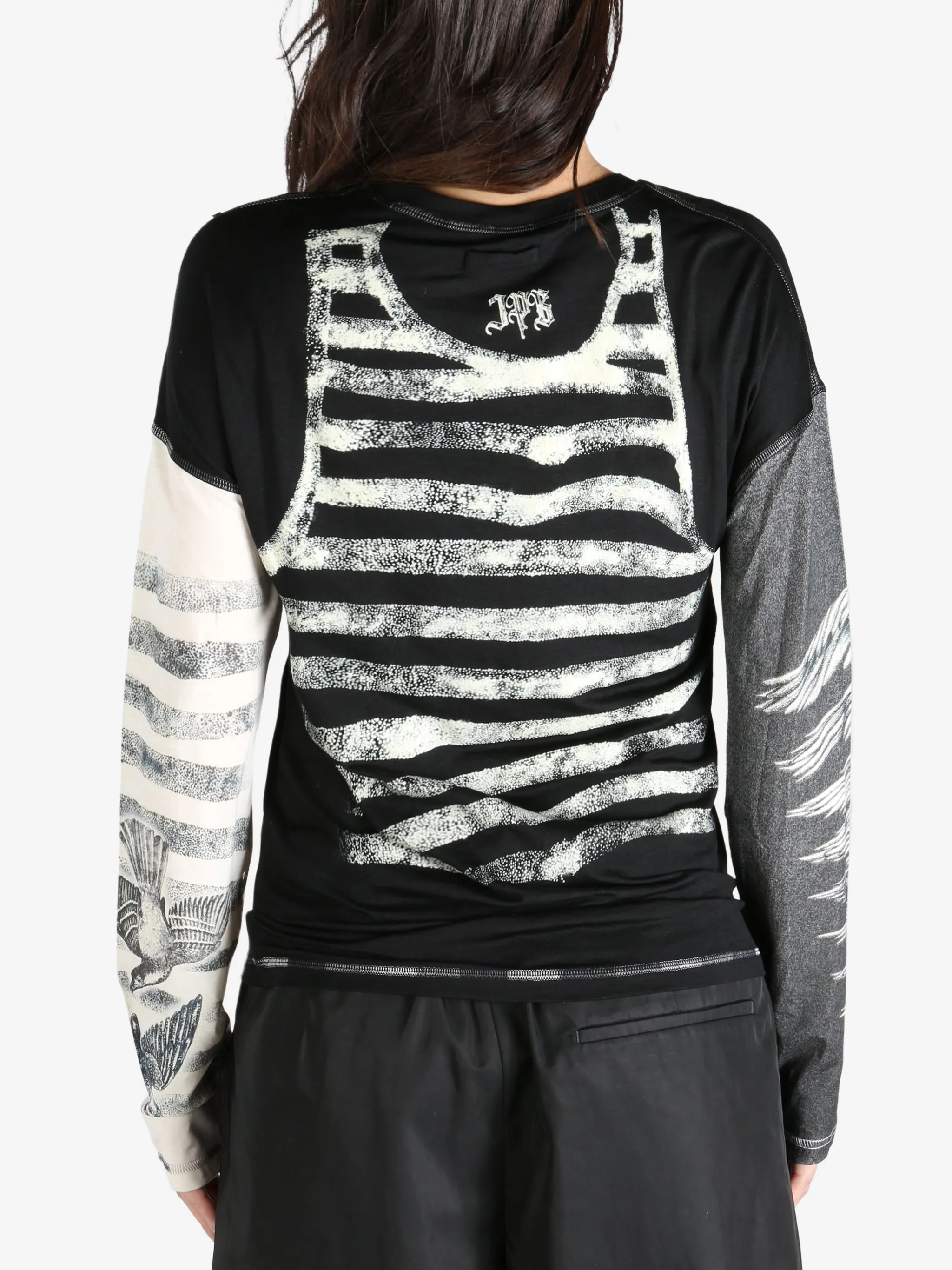 JEAN PAUL GAULTIER - Women Printed Tattoo Thin Jersey Long Sleeved Top
