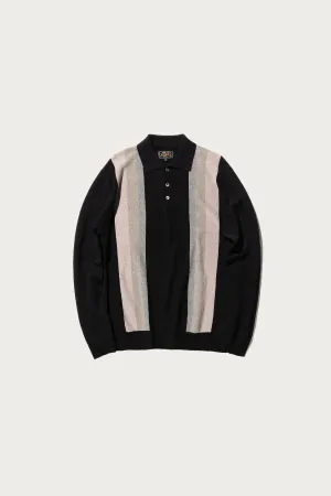 Knit Polo Stripe Argyle - Black