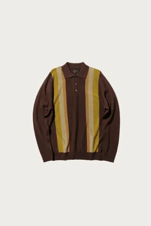 Knit Polo Stripe Argyle - Dark Brown