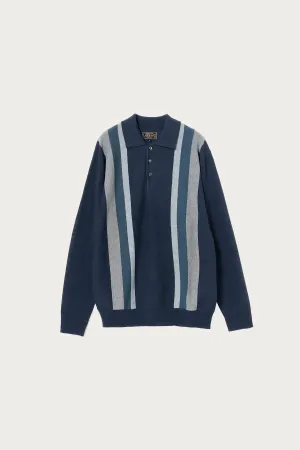 Knit Polo Stripe Argyle - Navy