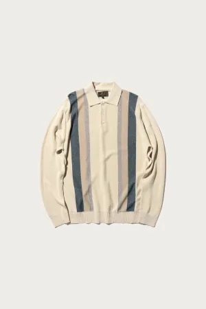 Knit Polo Stripe Argyle - Off White
