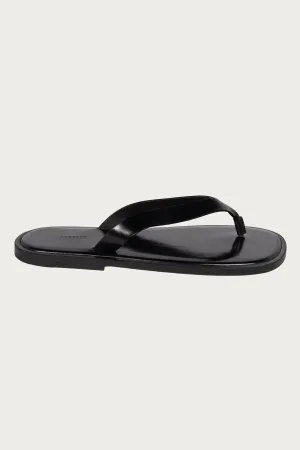 Leather Tong Sandals - Black