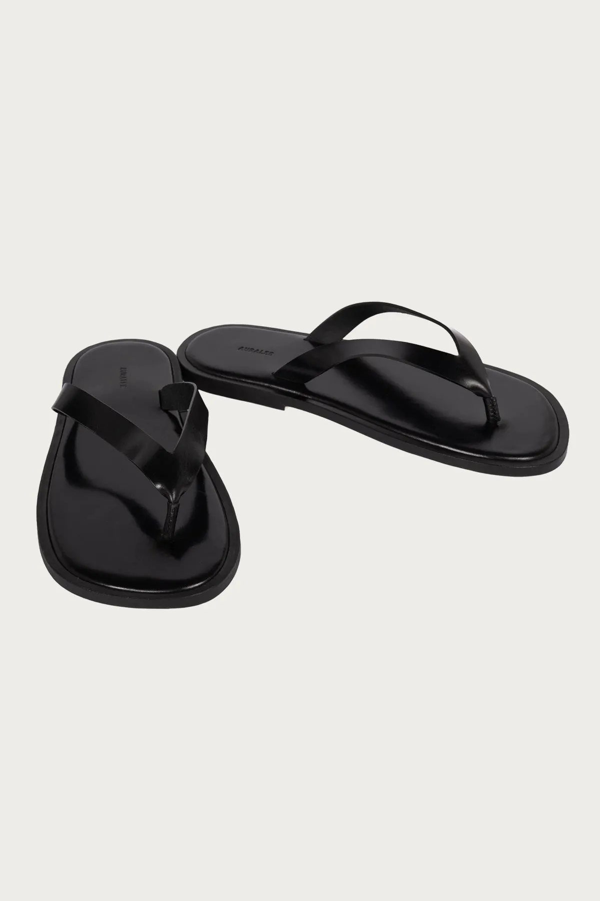 Leather Tong Sandals - Black