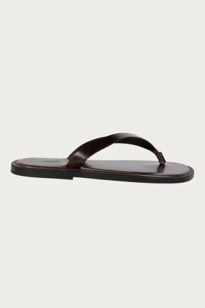 Leather Tong Sandals - Brown