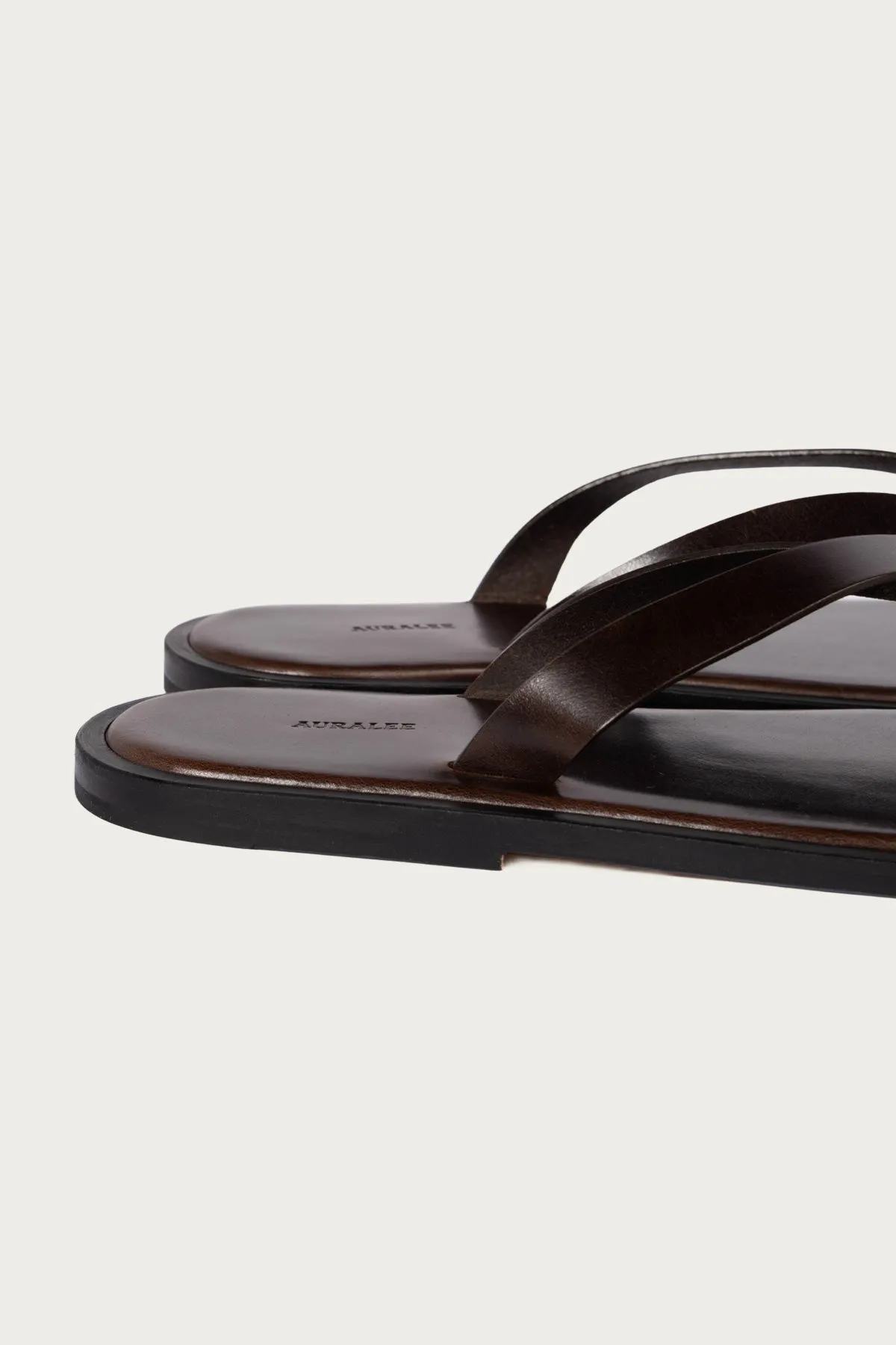 Leather Tong Sandals - Brown