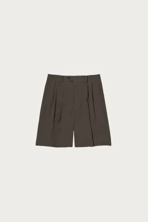 Light Wool Max Gabardine Shorts - Dark Brown