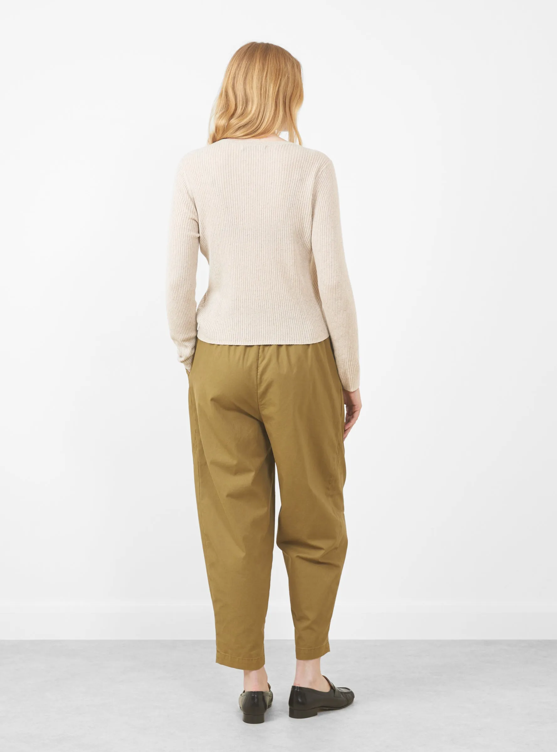 Long Sleeve Ribbed Fine Knit. Sand Beige