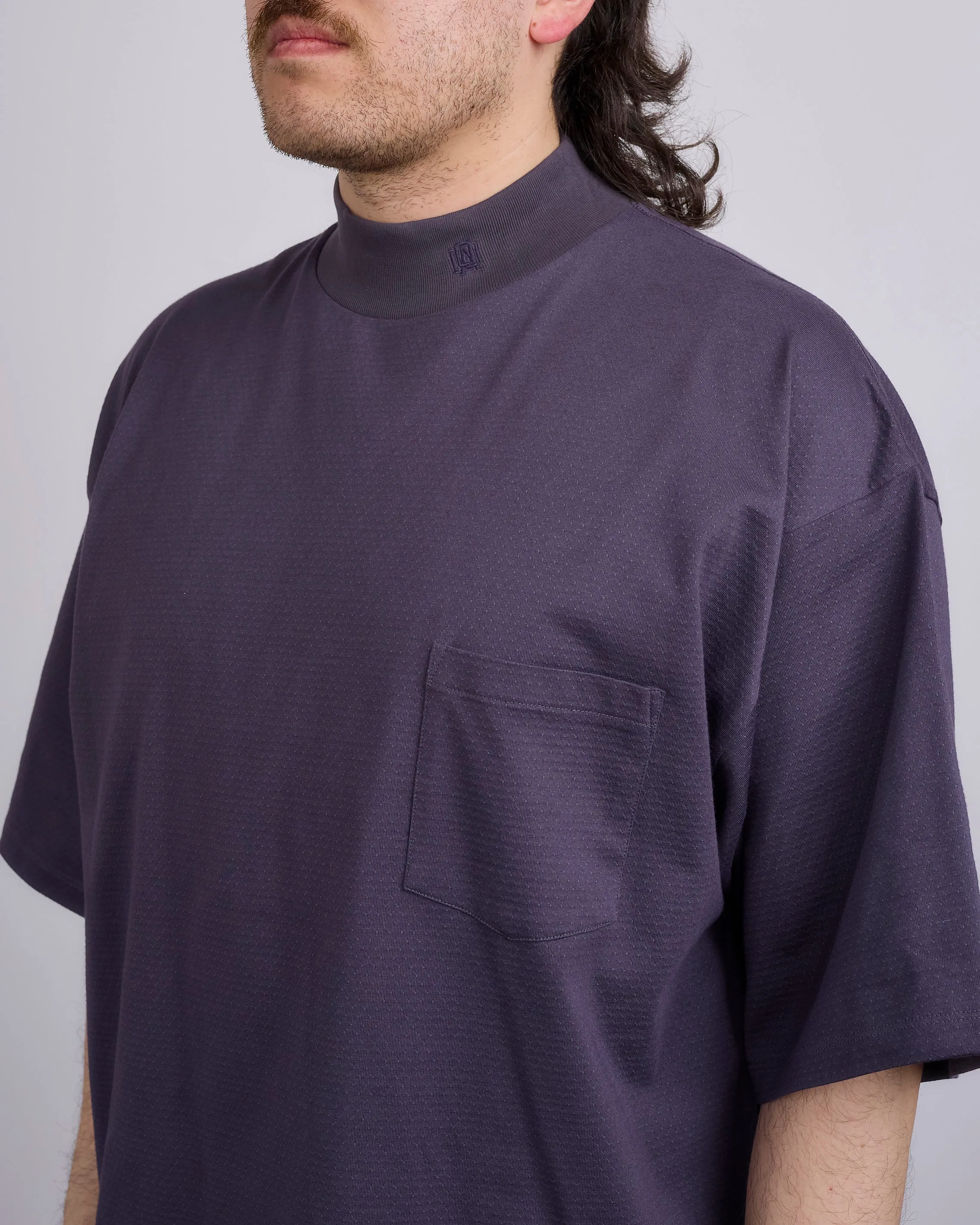 nanamica Mock Neck Coolmax T-Shirt Vintage Navy