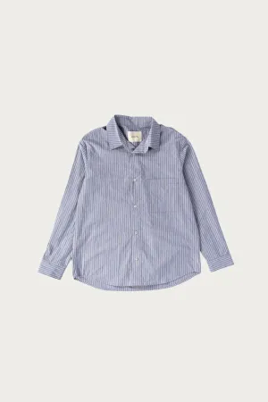 Office Shirt - Washed Blue Stripe Cotton Typewriter Cloth