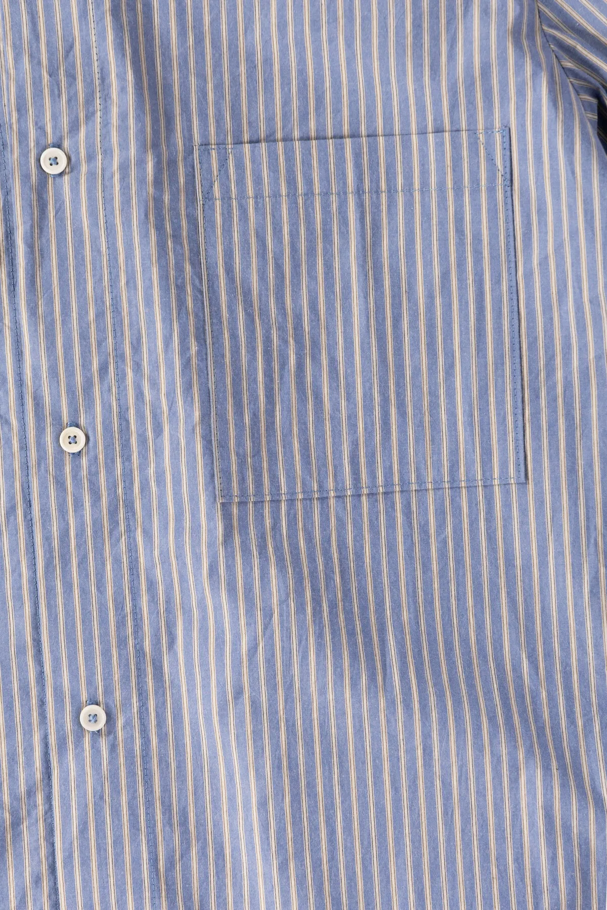 Office Shirt - Washed Blue Stripe Cotton Typewriter Cloth