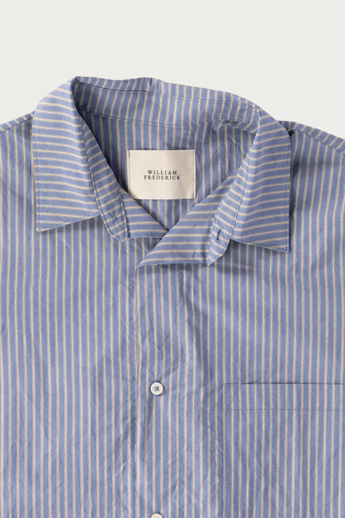 Office Shirt - Washed Blue Stripe Cotton Typewriter Cloth