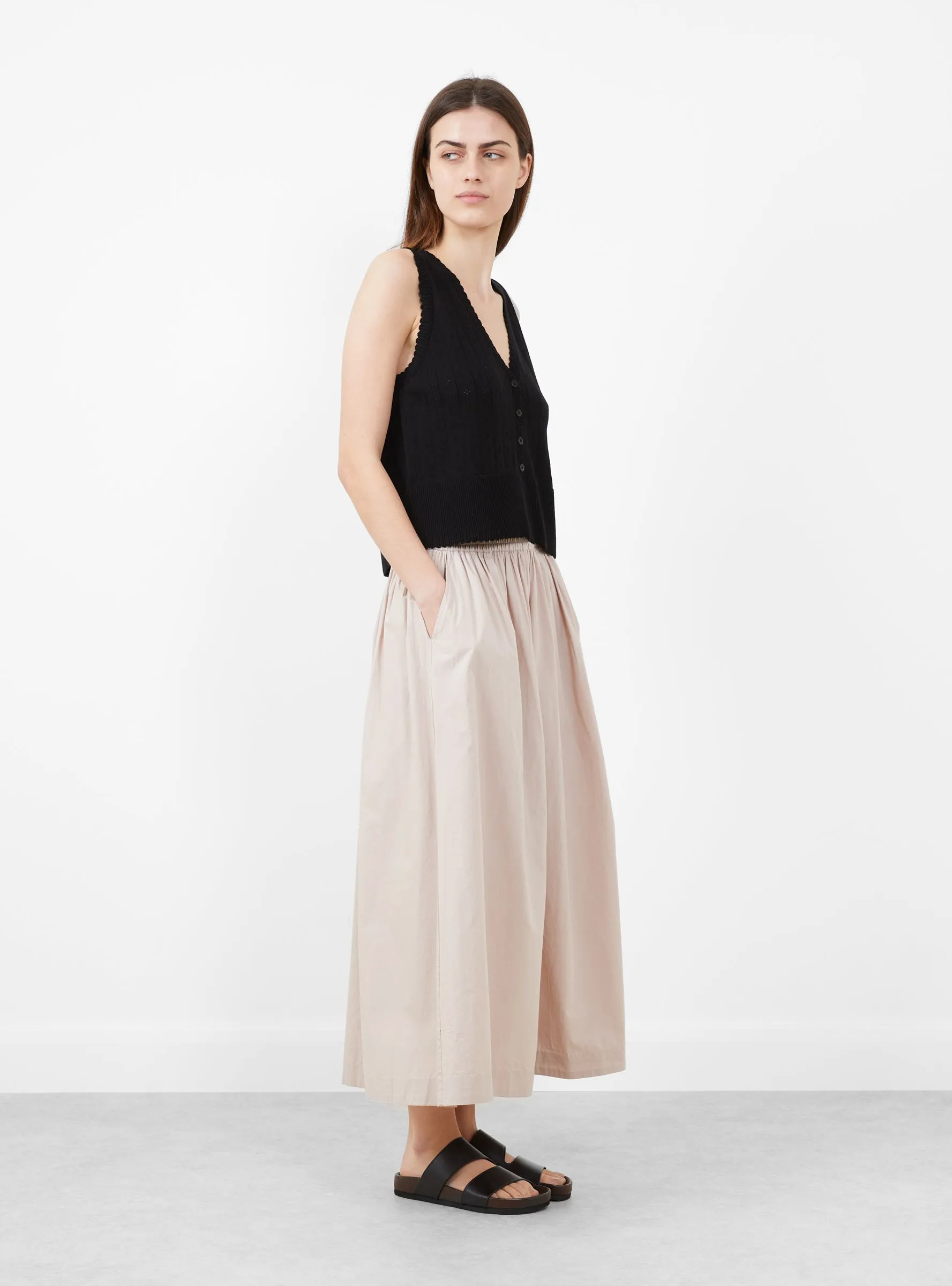 Organic Cotton Pointelle Waistcoat Black