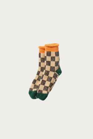 Pile Room Checker Board - Light Orange/Dark Green