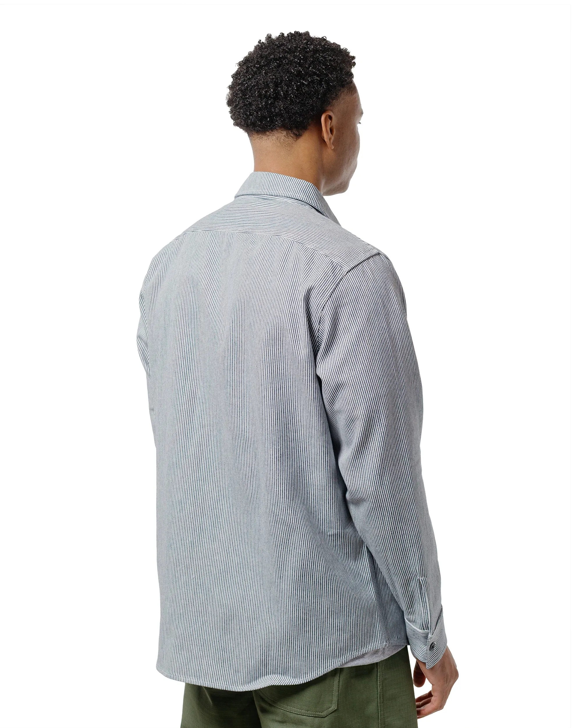 Randy's Garments 3-Pocket Work Shirt 8oz Narrow Stripe Cotton Denim White/Indigo